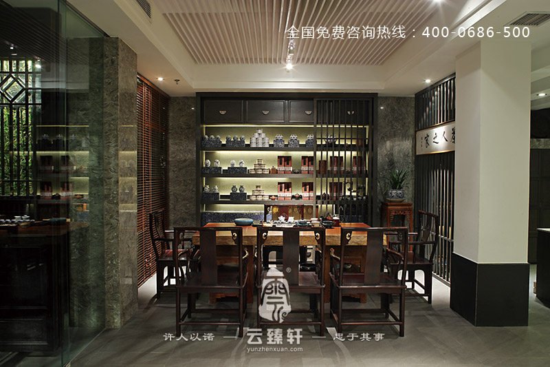 福州500平米幽静而高雅的中式茶楼装修效果图