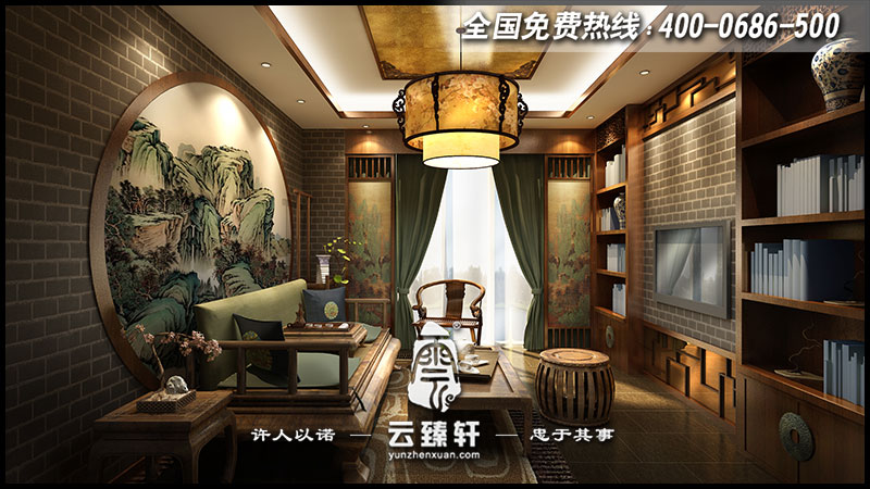 中式茶室包间设计效果图